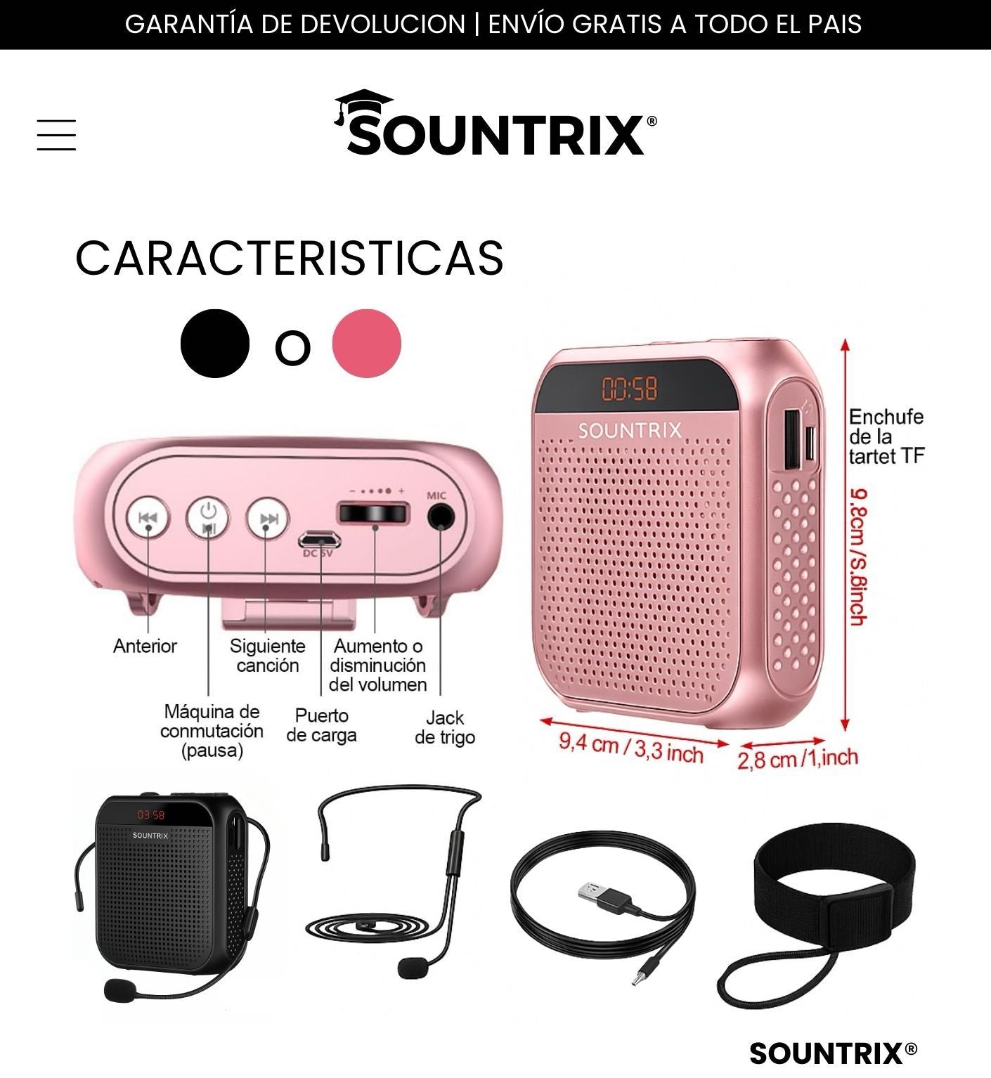 Amplificador de Voz sountrix® para Docentes Profesionales