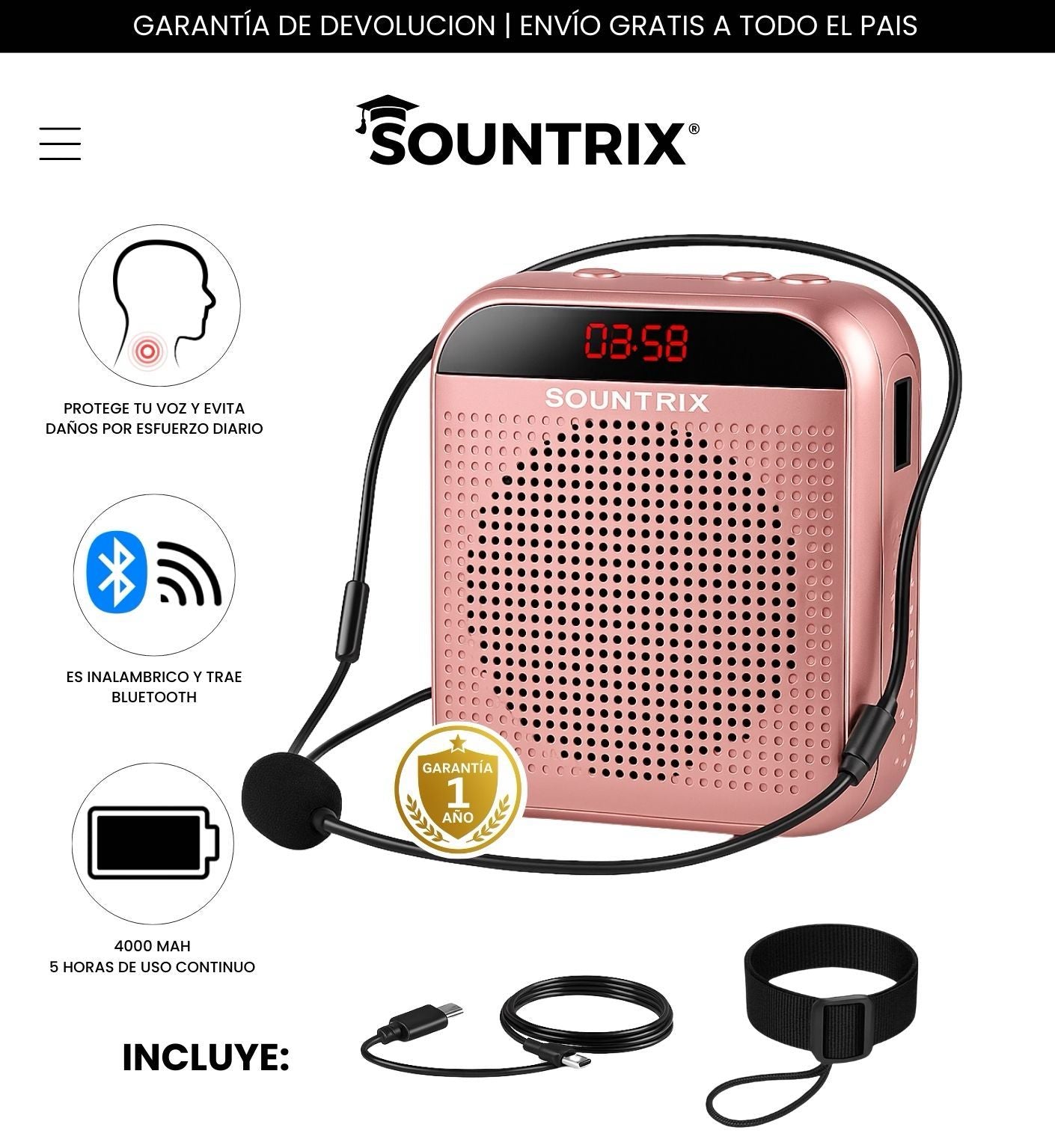 Amplificador de Voz sountrix® para Docentes Profesionales