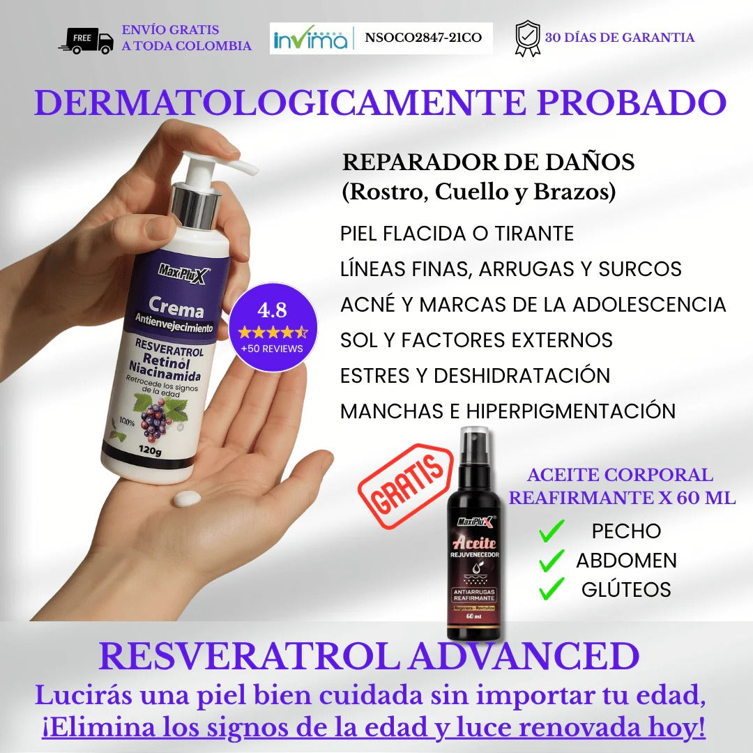 Resveratrol Advanced: Rejuvenecida y Radiante hasta 10 años + Obsequio