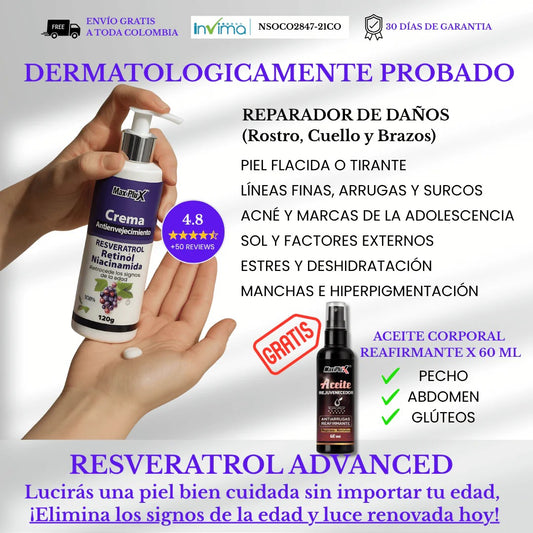 Resveratrol Advanced: Rejuvenecida y Radiante hasta 10 años + Obsequio
